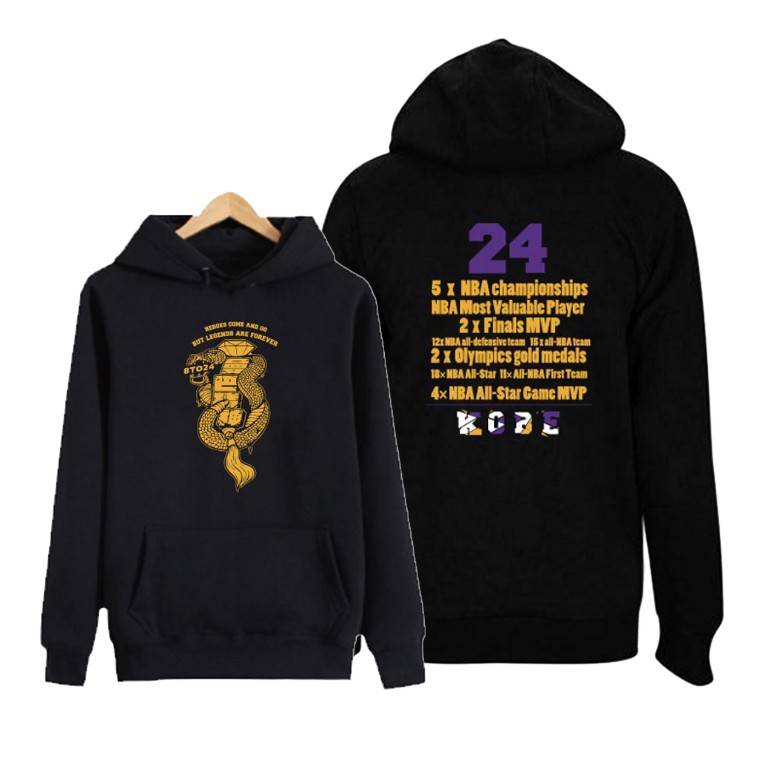 Men's Los Angeles Lakers Kobe Bryant #24 NBA MVP Foever Legend Throwback Black Basketball Hoodie VZX4283WR